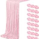 8 Pack Light Pink Cheesecloth Table Runner 20 x 120 inch Gauze Table Runners 10 FT Long,Semi Sheer Boho Cheese Cloth Fabric Table Runner Bulk for Wedding,Party,Baby Shower,Bridal Shower Decoration