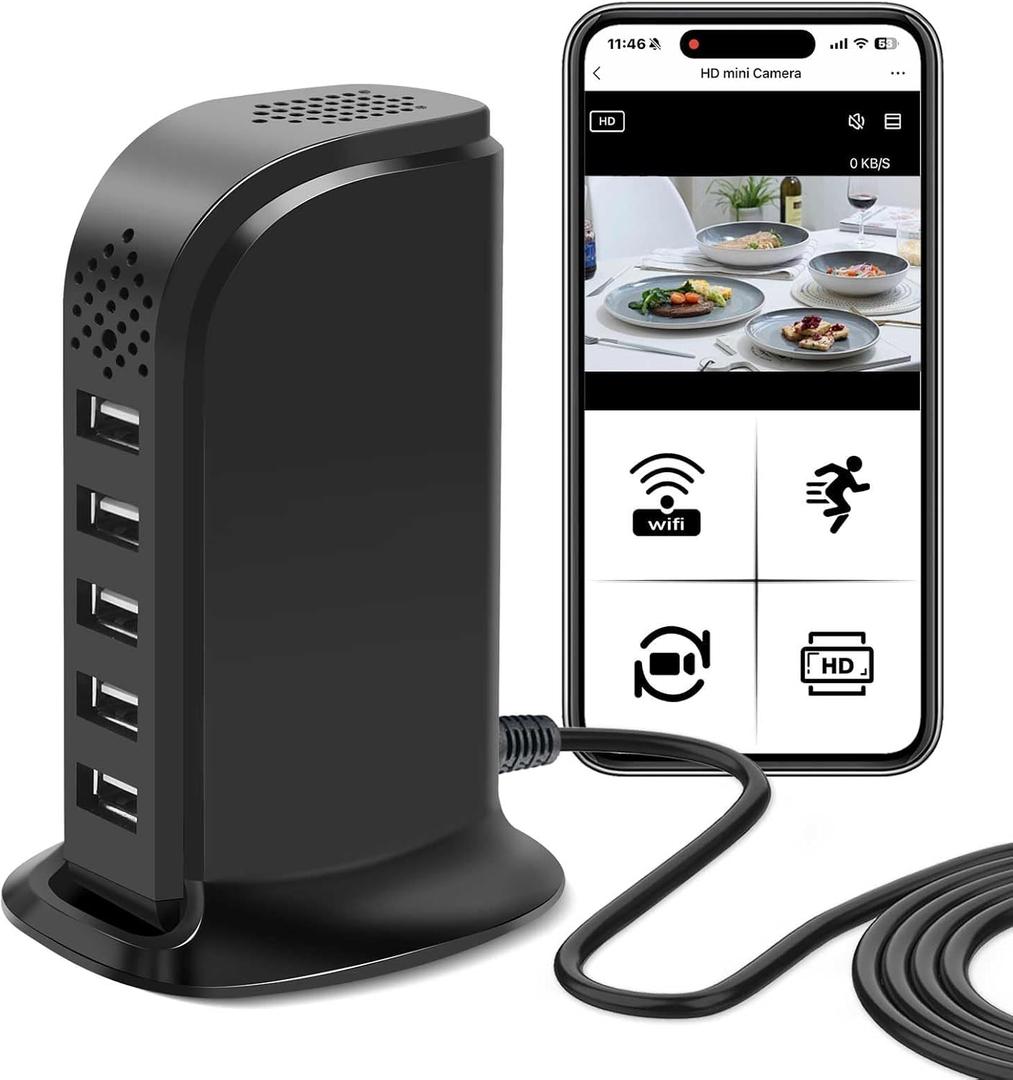 1080P HD WiFi Camera USB Charger Camera Wireless Indoor Nanny Cam with Motion Detection Small Security Cameras for Home, Baby, Pets