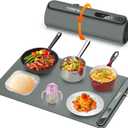 Electric Warming Tray - Full Surface Heating, Rollable & Portable, Premium Silicone Nano Material, 3 Temperature Settings, Auto Shut-Off - Versatile Food Warmer for Gatherings, Parties, and Everyday Use (Dark Gray)