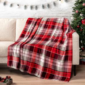 PAVILIA Christmas Throw Blanket | Holiday Christmas Red Fleece Blanket | Soft, Plush, Warm Winter Cabin Throw, 60x80 (Red Green Plaid)