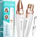 Rechargeable Eyebrow and Facial Hair Remover for Women - 2 in 1 Razor with Built-in LED Light for Painless Hair Removal (White)