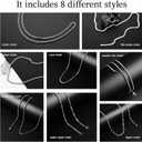 8 Pcs Chains for Men Stainless Steel Chain Necklace bulk Mens Necklace Jewelry Set Figaro Chain Cuban Link Chain Rope Chain Snake Chain
