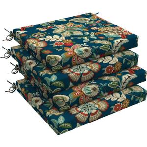 LVTXIII Outdoor Seat Cushions Set of 4 Square Corner Chair Cushions with Ties, Patio Chair Pads for Home Office and Patio Garden Furniture Decoration 18.5"x16"x2", Peacock Blue