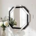 Vercraft Bathroom Mirror Decorative Beveled Edge Frameless Mirror Wall Mirrors Hexagon Silver Polished for Wall Bathroom Vanity Room Bedroom Living Room and Enter Way (24"24")
