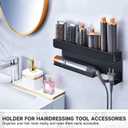 Storage Hair Dryer Holder for Curling Iron Accessories, Hair Tool Organizer Wall Mount, Curling Iron Holder Organizer, Bathroom Hair Straightener Holder Stand for Styler Attachments Organizer, Black