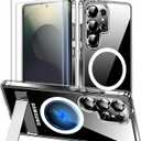 xiwxi for Samsung Galaxy S25 Ultra Case with Kickstand,[Compatible with Magsafe][1*Screen Protector],Military-Grade Protection,Magnetic Phone Case for Samsung Galaxy S25 Ultra,Clear