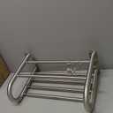 BESy Adjustable 15-25 Inch Towel Rack with Shelf for Bathroom and Lavatory Towel Shelf Double Towel Bar Rod 4 Hooks Wall Mount Multifunction Towel Holder Hotel Style Stainless Steel Brushed Nickel