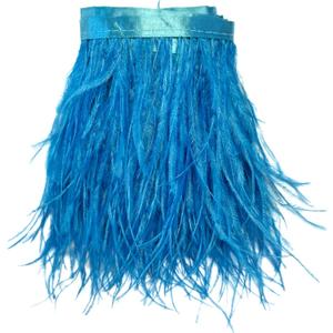 Happy feather 2 Yards 5-6inch Ostrich Feathers Trim Fringe for DIY Dress Sewing Crafts Costumes Decoration-Lake Blue