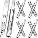 14 inch Drawer Slides 4 Pairs (8pcs) 3 fold Full Extension Side Mount Cabinet Drawer Glides 14" Silver Cabinet Rails for Dresser, Cabinet, Kitchen,Trash Can, Wardrobe 100 LB Capacity