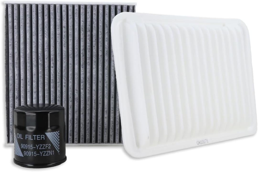 Kefly CA10171 Engine Air Filter & 90915-YZZF2 Oil Filter & CF10285 Cabin Air Filter Fit for 2007-2017 Toyota Camry L4 Gas