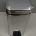 mDesign Small Modern 1.3 Gallon Rectangle Metal Lidded Step Trash Can, Compact Garbage Bin with Removable Liner Bucket and Handle for Bathroom, Kitchen, Craft Room, Office, Garage - Chrome (5 liter)