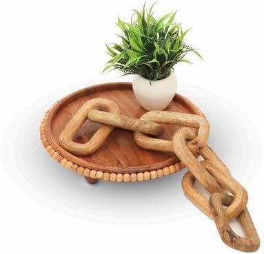 Wood Chain Link Decor Wooden Chain Link for Coffee Table Decor Boho Wood Knot Decor Room Decor or Shelf Decor Farmhouse Decor Rustic Home Decor Natural (Natural)