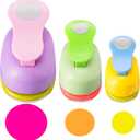Chengu 3 Pack Craft Hole Punch 2,1 and 5/8 Inch Punch Paper Punchers with 10 Pcs Sticker, Cutter for Card Making Scrapbook DIY Albums Photos Office Supplies(Circle)