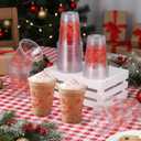 Honeydak 50 Pcs Christmas Cups 12 oz Christmas Candy Cane Plastic Cups Clear Winter Disposable Glasses Xmas Theme Drinking Glasses for Home Xmas Winter Holiday Party Favors Kitchen Supplies Decoration