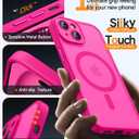 CANSHN Magnetic for iPhone 15 Case, Upgraded [Full Camera Protection] [Compatible with Magsafe] [Translucent Matte] Shockproof Protective Phone Case for iPhone 15 6.1" - Hot Pink