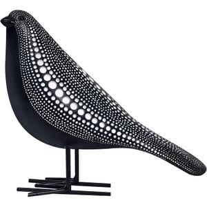 Quoowiit Sculptures Home Decor, Bird Figurine Shelf Decor, Modern Decorations for Living Room, Bedroom, Office, House, Resin Animal Statues and Figurine with Chic Polka Dots Art Design (Black) (Black-bird)