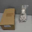 Threehoney Easter Terracotta Bunnies Decor Rustic Terracotta Rabbit Standing Bunny Sculptures Ornaments Decorative White Farmhouse Vintage Rabbit Statues Figures Gift for Spring Easter Home Decor