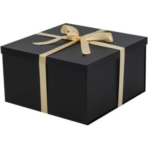 UoeRing 1Pcs Black Extra Large gift box with lids 13137 Inches gift boxes for presents,Birthday Box (include Ribbon, Paper Shred Filler Gift Card & Envelopes)