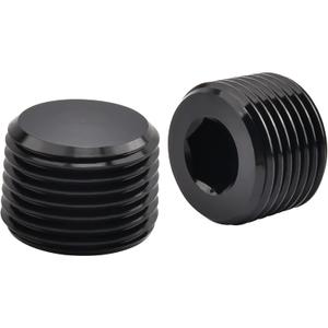 EVIL ENERGY 3/8" NPT Plugs Aluminum Socket Allen Head Black, Pack of 2