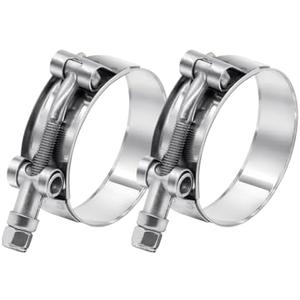 2 Pack 2 inch T-Bolt Hose Clamps, Stainless Steel_304 Working Range 56mm-64mm for 2" Hose ID, Turbo Intake Intercooler Clamp for Automotive