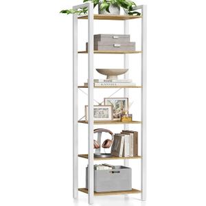 VASAGLE 6-Tier Bookshelf, Bookcase with Steel Frame, Book Shelf for Living Room, Home Office, Study, 11.8 x 15.7 x 73.2 Inches, Industrial Style, Honey Brown and Cloud White ULLS101K02
