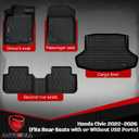 Floor Mats & Cargo Liner Fit with 11th Gen Honda Civic 2022-2025 2026 Sedan (Fits Rear Seats with or Without USB Ports), Full Set All Weather Protection 1st, 2nd Row Car Liners & Trunk Mat