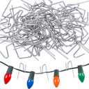 Fovths 120 Pieces Christmas Light Hanger Gutter Grid Hooks Metal Wire Hooks Ornament Hangers Metal Hangers for Christmas Outside Lights Gutters with Mesh Leaf Guard