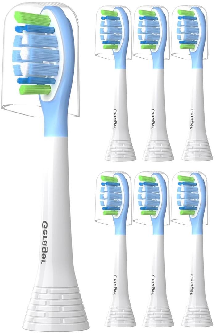 GERAGER Toothbrush Heads Compatible with Philips Sonicare C3 C2 G3 A3 W2 Replacement Heads, 7Pack Brush Heads Compatible with Philips Sonicare Snap-On Toothbrush Handles, White