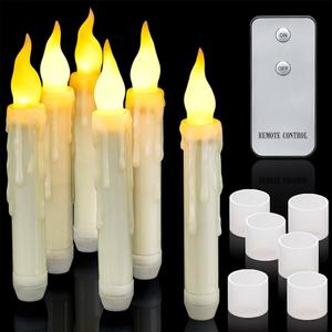 Flameless Taper Candles, 9.7 Inch Ivory 6 Pack LED Candlesticks,Realistic Wax Drip,Taper Candles Battery Operated Flickering for Christmas Wedding Halloween Home Decor