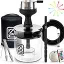 Portable Acrylic Hookah Set With Everything Charocal Holder HMD Tongs Accessories Shisha Bowl (NOVA -BLACK)