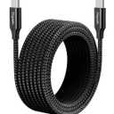 etguuds Extra Long USB-C to USB-C Cable - 16ft/5m PD 60W Fast Charge, Durable Double Braided Nylon Charging Cord 2.0 - Black