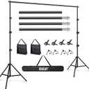 Photo Backdrop Stand 9ft x 10ft Photograhy Adjustable Background Stands Support Kit with Carry Bag for Photo Studio, Photoshoot, Parties, Photographic Equipments (Black)