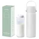 36-Hour Portable Breastmilk Storage Bottle, 20oz Vacuum Insulated Stainless Steel Breast Milk Cooler Bottle, TSA Approved Breast Milk Chiller for New Moms, Outdoor, Travel, Office - White