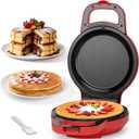 SugarWhisk Flip Pancake Maker Machine, Ceramic Coated Pancake Pan for 6.5 Inch Pancakes, Omelette, Crepe & Quesadilla, Frittata, Double Sided Omelette Pan Nonstick, Red
