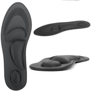 Runee Memory Foam Comfort Insole - Help Against Plantar Fasciitis and Foot Pain. Cushioning Metatarsal, Arch Support and Heel Support (Black, Small)
