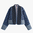 Wyeysyt Women's Cropped Puffer Quilted Jacket Cardigan Floral Printed Lightweight Long Sleeve Open Front Short Padded Coats M