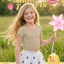 3 Pack Teen Girls Fitted Crop Tops | Short Sleeve, Round Neck, Cute Tees, Summer, Ruched, Basic Tops, Soft, Trendy, School Outfit, Youth, Activewear, Sizes 5-16