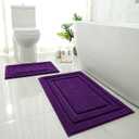HOMEIDEAS Purple Bathroom Rugs Sets, 2 Piece Super Soft and Absorbent Non Slip Microfiber Machine Washable Bath Mats for Purple Bathroom Decor, 20" x 32" + 16" x 24"