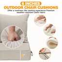 Patio Furniture Cushion Set, 24 x 24 x 6 Replacement Outdoor Chair Cushions for Patio Furniture with Removable Cover, Buckle straps, 30D High Density Sponge Filling Wicker Chair Cushion, Beige