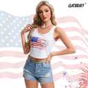 LEACOOLKEY Women's American Flag Crop Tank 4th of July Patriotic Sleeveless Tee Tops (Red)