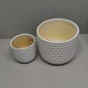 Docrin Plant Pots Indoor with Drainage: 6.4+5.3+4 Inch Ceramic Flower Pots for Plants - Set of 2 Modern Decorative Planters for House/Office/Gift - White Honeycomb