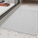 COCOER Non Slip Bath-Mat, Super Absorbent Washable Thin Bathroom Mats for Bathroom with Rubber Backing, Fit Under Door Rugs 17"x28" Gray