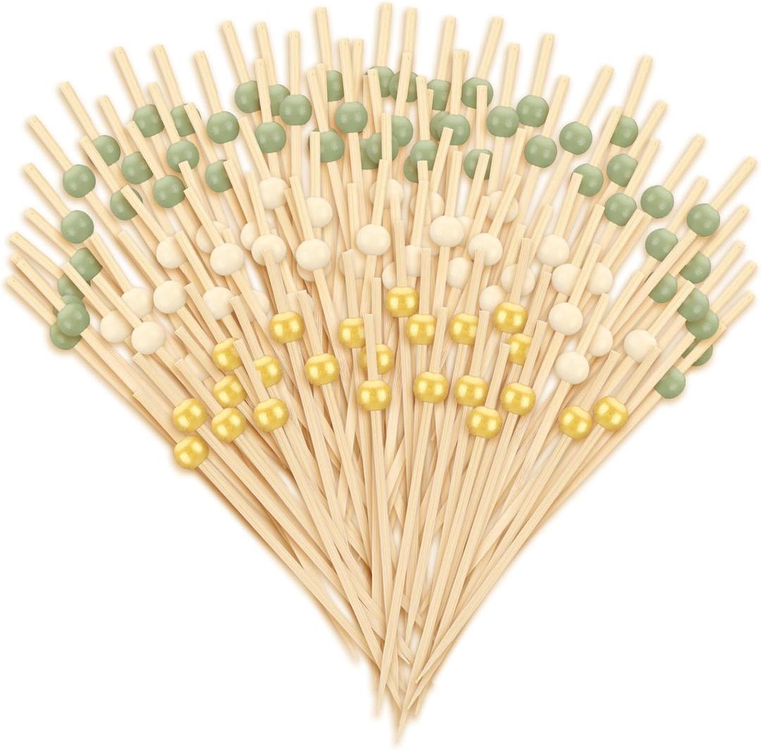 240 Pcs Sage Green Easter Spring Party Cocktail Pick 4.7" Toothpick for Appetizer Skewer Sandwich Drink Bamboo Food Pick Martini Stick Garnish Party Bar Catering Accessory Baby Shower Wedding Supply