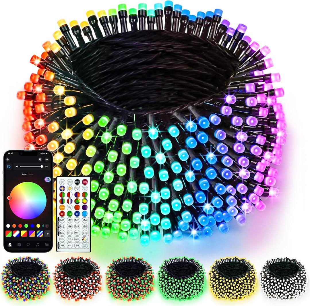 Smart Color Changing Christmas Lights with Remote & APP, 109FT 300 LED RGB Dimmable Christmas String Lights, Waterproof Fairy Twinkle Light for Indoor Outdoor Xmas Tree Wedding Holiday Decorations (RGB (Red, Green, Blue))