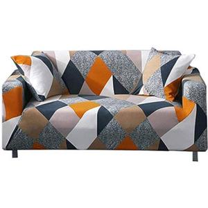 Lamberia Printed Sofa Cover Stretch Couch Cover Sofa Slipcovers for Couches and Loveseats with Two Free Pillow Case Washable Pet Friendly (Geometric, Sofa-4 Seater)