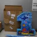 JolliLudo Ocean Themed 16 Inch Number 1 Piñata Set with Bat Blindfold Confetti, Blue Under The Sea Number 1 Piñata Birthday Party Decorations Hawaii Beach 1st Anniversary Celebration Supplies