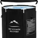 B&Y Foldable Ice Bath Tub, 87Gal Cold Plunge Tub for Adult with Updated T Shaped Frame, Outdoor Freestanding Bathtub Spa Tub for Cold Water Therapy, More Stable (29.5'' x 29.5''H)