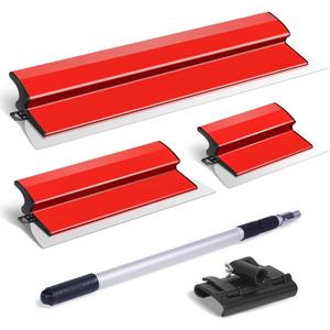 DEKEones Drywall Skimming Blade Set, Stainless Steel 10",16" & 24" Skimming Blades with 28"-62" Extension Handle Pole, Professional Drywall Skimming Tools for Smoothing Wall and Ceiling