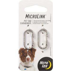 Nite IZE MicroLink Pet Tag Carabiner, Stainless Steel Cat and Dog Tag Clip, 2 Count (Pack of 1)