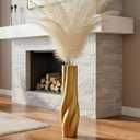 Gold Floor Vase, 24 Inch Tall Resin Home Decor Vase, Tall Floor Vases for Living Room, Office, Bedroom Decor with 5" Opening for Dried Pampas Grass, Branches & Feathers